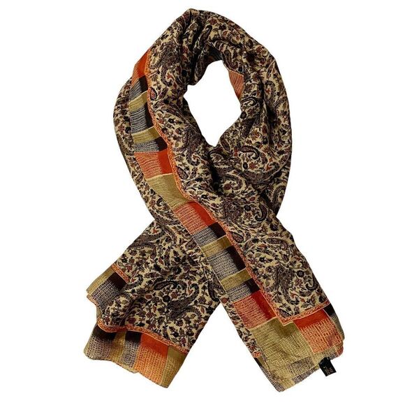 Scarf Hand Loomed 40” Square Paisley Semi Sheer 100% Silk Wrap… - Picture 1 of 5